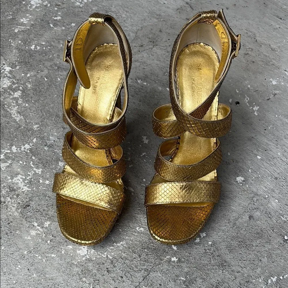 Saint Laurent python cosmo lame sandals